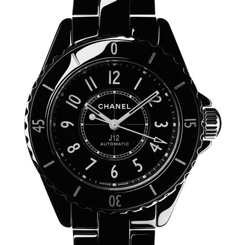 chanel black leather watch|j12 chanel watch price.